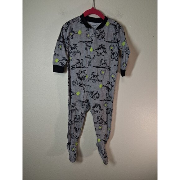 Carter's Pajamas One Piece Dinosaur Long Sleeve Winter Gray Size 18 Months - Picture 1 of 6